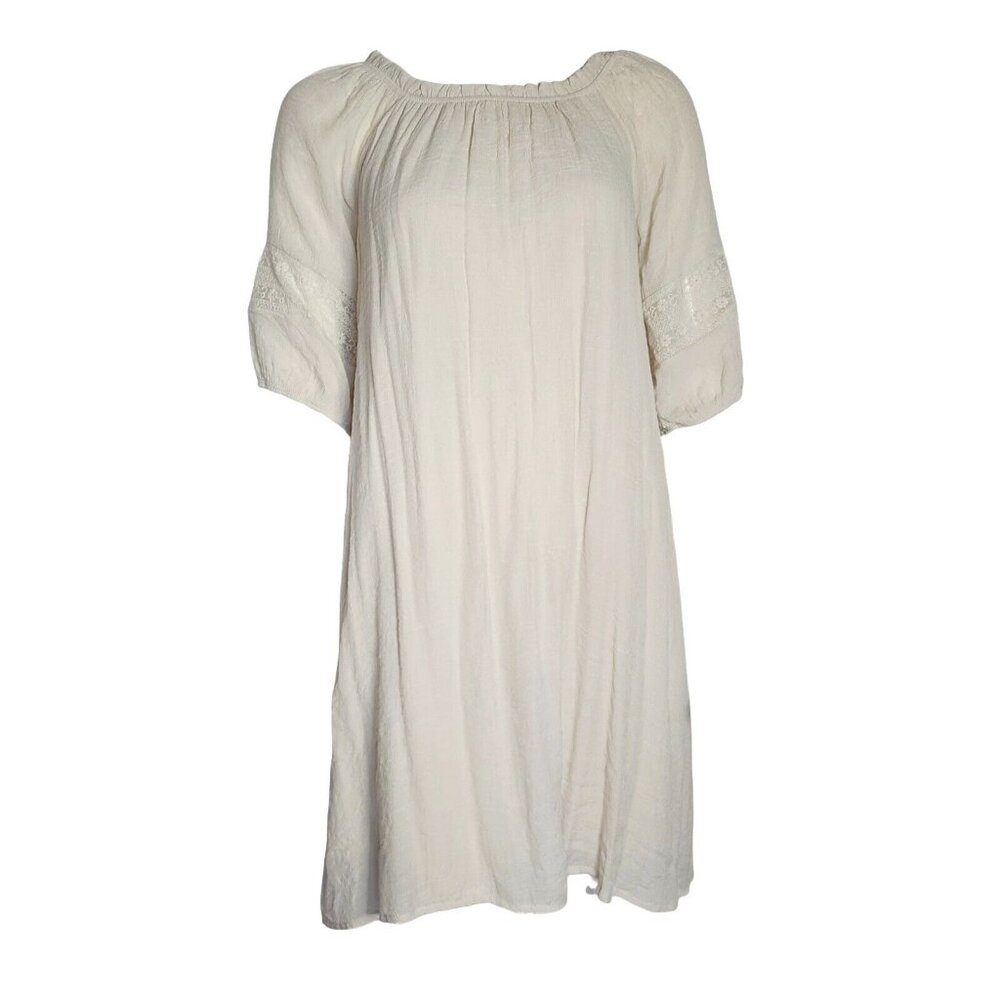 Naif Dress Womens Size M Solid‎ All Of White Boho Flowy Pullover Lace Detail
